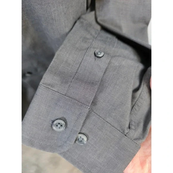 Eddie Bauer Mens Tall XL Wrinkle Resistant Dress Shirt Charcoal Long Sleeve/A253 - Picture 4 of 7